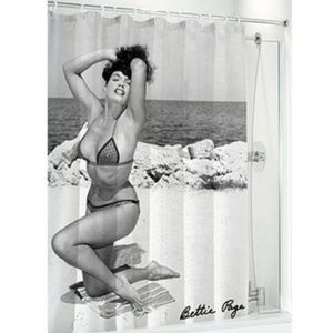 Bettie Page Novelty Shower Curtain black and white